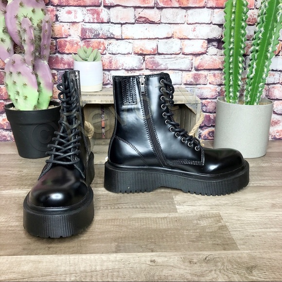New Jeffrey Campbell Sopas Combat Boots Black Platform Size 9.5 - Picture 4 of 9